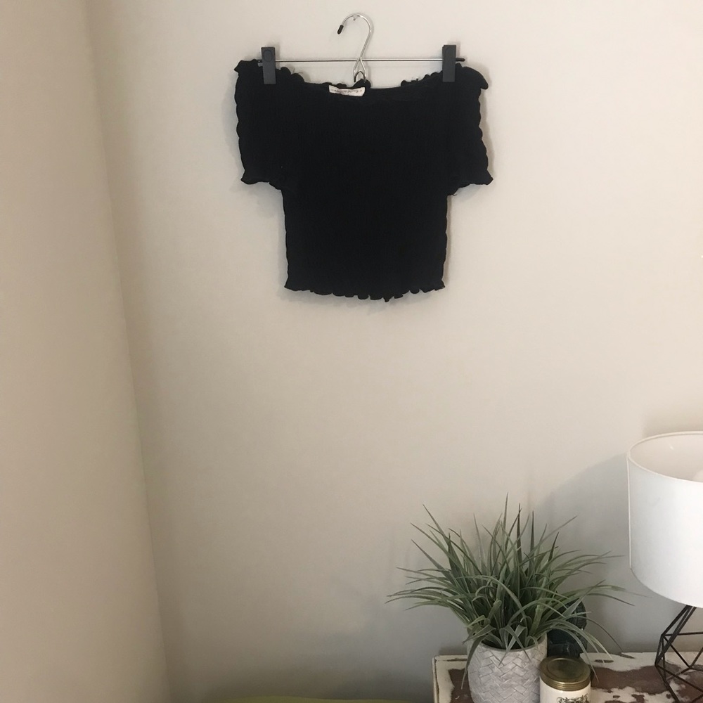 American Threads Off The Shoulder Crinkle Top